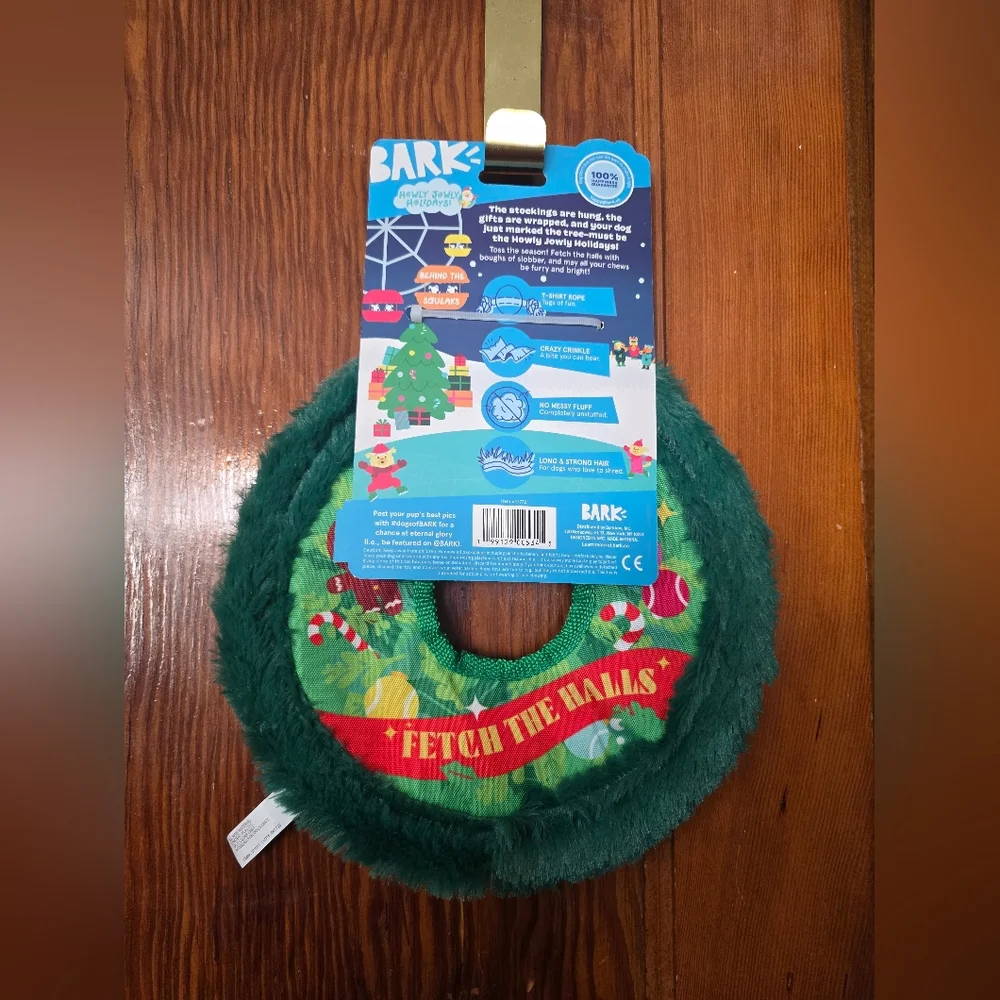 BARK Holiday Wreath Dog Toy NWT